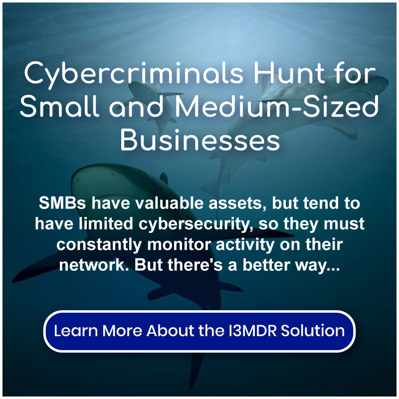 Cybercriminals hunt for small and medium sized businesses. SMBs have valuable assets, but tend to have limited cybersecurity, so they must constantly monitor activity on their network. But there's a better way... Learn more about the I3MDR solution